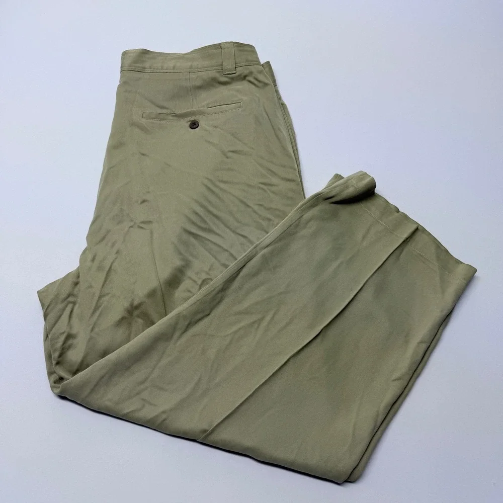 Tommy Bahama Relax Mens 40 Khaki 100% Silk Straight Leg Flat Front Pants